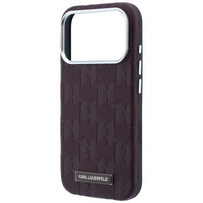 6. Etui Karl Lagerfeld Grained Mono Resin Logo MagSafe na iPhone 17 Pro Max / 18 Pro Max - burgundowe
