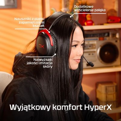 15. HyperX Cloud III Wireless – bezprzewodowy zestaw słuchawkowy do gier (czarno-czerwony)