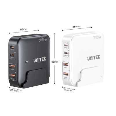 4. UNITEK ŁADOWARKA BIURKOWA GAN 70W 2XUSB-A 2XUSB-C