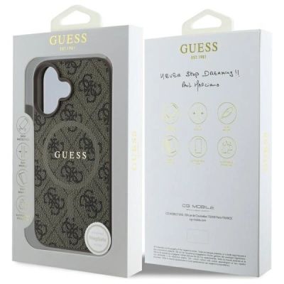 8. Etui Guess 4G Ring Classic Logo MagSafe na iPhone 16 - brązowe