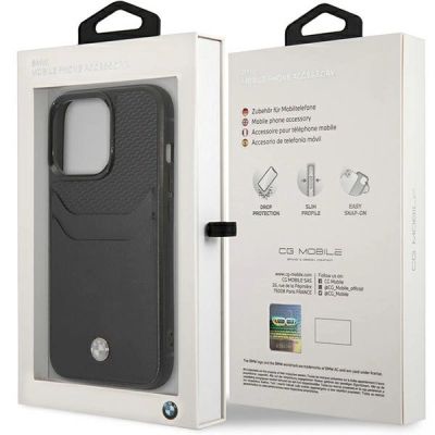8. Etui BMW Leather Card Slot na iPhone 14 Pro - czarne