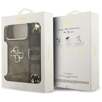 9. Etui Guess 4G Big 4G Classic Logo Big Strap Metal Buttons na iPhone 17 Pro Max - brązowe