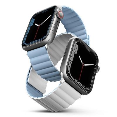 2. Pasek Uniq Revix na Apple Watch 1/2/3/4/5/6/7/8/SE/SE2/Ultra 42/44/45/49mm - biało-niebieski