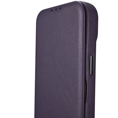 14. iCarer CE Premium Leather Folio Case skórzane etui iPhone 14 Plus z klapką magnetyczne MagSafe ciemnofioletowy (WMI14220715-DP)