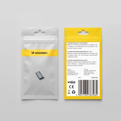 9. Przejściówka kątowa Wozinsky WPKF-01 USB-C - USB-C 40Gb/s 240W 8K OTG - szara