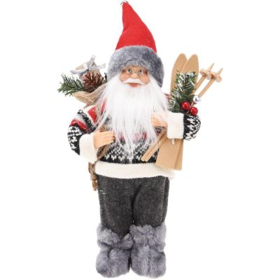 3. MIKOŁAJ ŚWIĄTECZNY DEKORACYJNY STOJĄCY DELUXE 30CM GREY