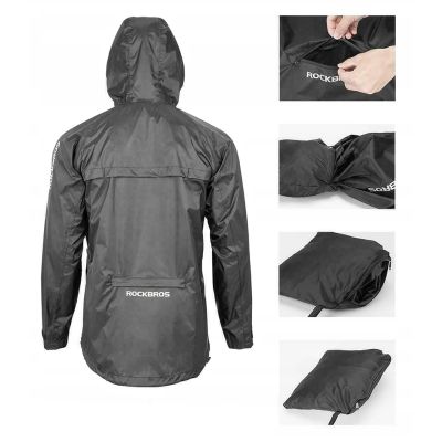 4. Kurtka przeciwdeszczowa Rockbros YPY013BK3XL oddychająca wiatroodporna XXXL - czarna