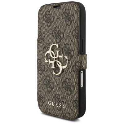 2. Etui Guess Book 4G Metal Logo na iPhone 17 Pro - brązowe