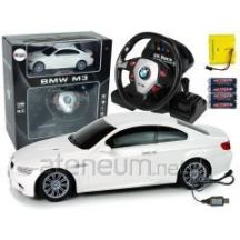 Auto Zdalnie Sterowane BMW M3 Białe Pilot Kierownica 1:18 Dźwięk Światła