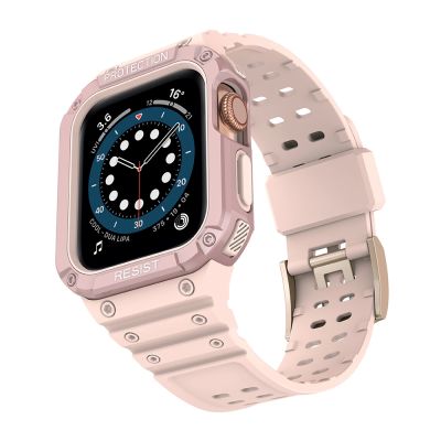 2. Pasek z etui ochronnym Protect Strap Band do Apple Watch 42 / 44 / 45 mm opaska obudowa pancerna - różowy