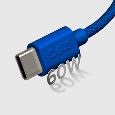 6. Kabel SBS TECABLETISSUETCCB USB-C - USB-C 1,5m 60W w oplocie - niebieski
