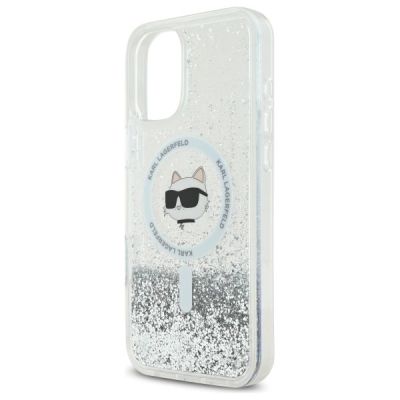 6. Etui Karl Lagerfeld Liquid Glitter Choupette Head Magsafe na iPhone 16 - przezroczyste