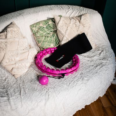 4. ZESTAW HULA HOP HHW12 VIOLET Z WYPUSTKAMI I OBCIĄŻNIKIEM HMS + PAS BR163 BLACK PLUS SIZE