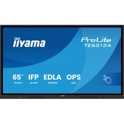 2. iiyama TE6513A-B2AG signage display Interaktywny płaski panel 163,8 cm (64.5") Wi-Fi 500 cd/m2 4K Ultra HD Czarny Ekran dotykowy Procesor wbudowany Android 24/7