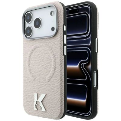 Etui Karl Lagerfeld Grained Embossed Ring & Kameo Logo MagSafe na iPhone 18 Pro Max / 17 Pro Max - beżowe