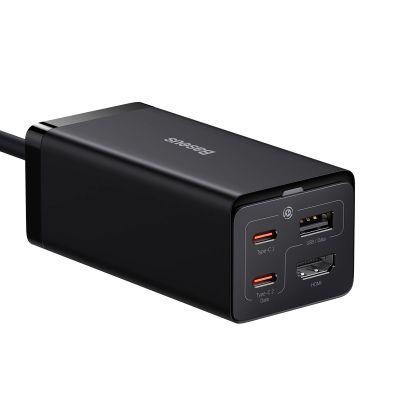 4. Ładowarka sieciowa GaN5 Baseus CCGP110201 67W HUB HDMI 2x USB-C / USB-A / HDMI 4K 30Hz 1,5m - czarna + kabel USB-C - USB-C 100W 1m