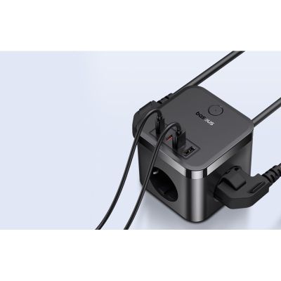 4. Listwa zasilająca Baseus PowerCombo 3AC+2U+2C 30W EU (1,5m; czarny)