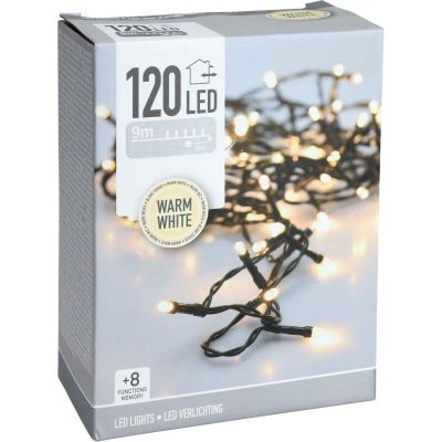 12. LAMPKI CHOINKOWE ŁAŃCUCH ŚWIETLNY 120 LED TIMER CIEPŁY BIAŁY