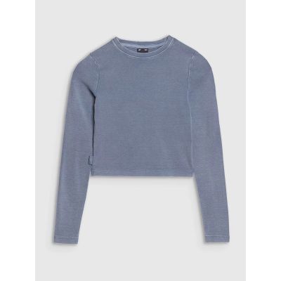 5. Longsleeve slim crop top gładki dziewczęcy 4F 4FJWSS25TLONF430-32S