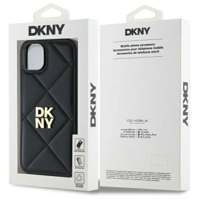 8. Etui DKNY Quilted Stack Logo na iPhone 15 Plus - czarne