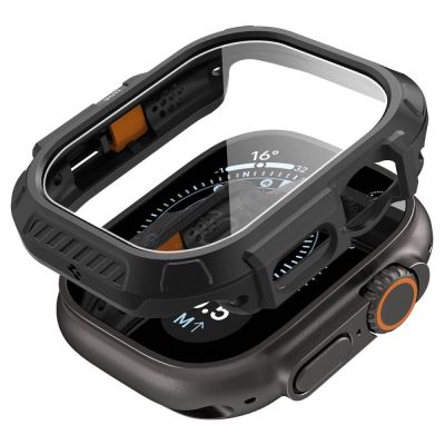 2. Zestaw etui Spigen Lock Fit + szkło hartowane Spigen Tempered Glass na Apple Watch Ultra (49 mm) - czarne matowe