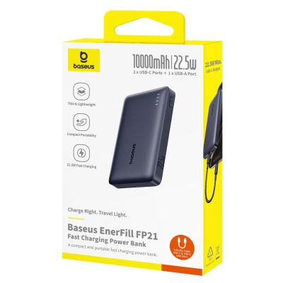 7. Powerbank Baseus EnerFill FP21 10000mAh 22.5W USB-A - USB-C - czarny