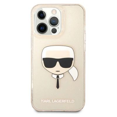 3. Etui Karl Lagerfeld Glitter Karl's Head na iPhone 13 Pro / iPhone 13 - złote