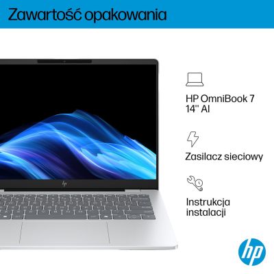 13. HP OmniBook 7 AI 14-fr0003nw Intel Core Ultra 5 225U Laptop 35,6 cm (14") 2K 16 GB LPDDR5-SDRAM 512 GB SSD Wi-Fi 6E (802.11ax) Windows 11 Pro AI PC Srebrny