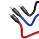 6. Kabel Baseus Three Primary Colors 3w1 USB-A - micro USB / Lightning / USB-C 3.5A 0,3 m - czarny