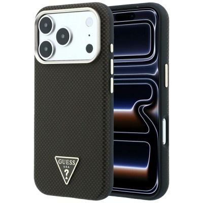 Etui Guess Kevlar Triangle Logo MagSafe na iPhone 17 Pro / 18 Pro - brązowe