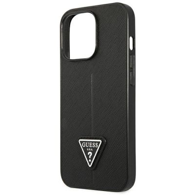 6. Etui Guess Saffiano Triangle Logo na iPhone 14 Pro Max - czarne