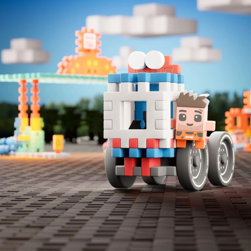 10. MARIOINEX Klocki Mini Waffle City Stacja paliw, 148 elementów