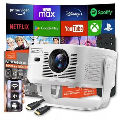 Mini Projektor Przenośny Rzutnik Android 14 WiFi Zenwire PrimeView IMC460 Pro