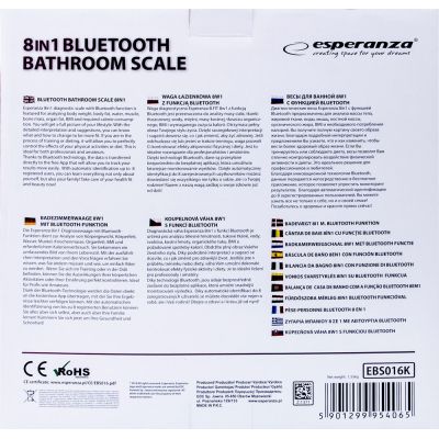 13. Waga z funkcją bluetooth Esperanza EBS016K (kolor czarny)