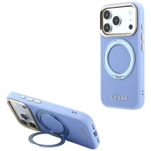 Etui Guess Ring Stand 360 Grained Classic Logo MagSafe na iPhone 18 Pro Max / 17 Pro Max - jasnoniebieskie