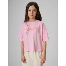 T-shirt boxy z nadrukiem dziewczęcy 4F 4FJRAW26TTSHF4324-056S
