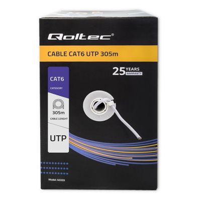 6. QOLTEC KABEL SIECIOWY SKRĘTKA UTP | CAT6 | 305M | PVC SZARY