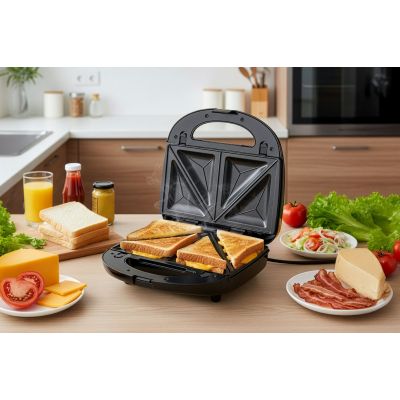 11. ELDOM OPIEKACZ WIELOFUNKCYJNY 5 IN 1 ST250 850W WYMIENNE PŁYTY: SANDWICH, GRILL, GOFRY, ORZESZKI, MINI PĄCZKI