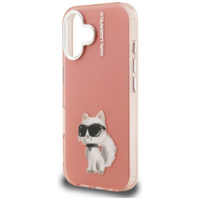 6. Etui Karl Lagerfeld IML Aquarelle Choupette & Logo na iPhone 16 - różowe