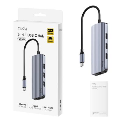 3. CUDY UH606 6-In-1 USB-C Hub with Gigabit
