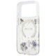 7. Etui Guess Resin Flowers Glitter MagSafe na iPhone 18 Pro Max / 17 Pro Max - fioletowe