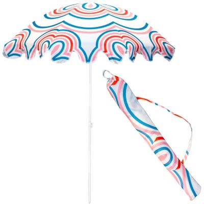 6. PARASOL PLAŻOWO OGRODOWY 160CM PASEK NIEBIESKO RÓŻOWY