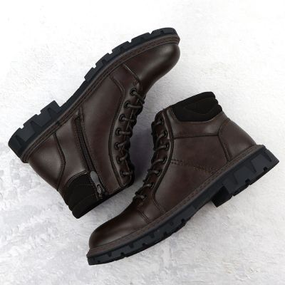 5. Botki męskie ocieplane trzewiki na suwaki brązowe VanHorn  AN71307