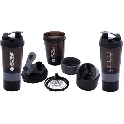 9. BIDON FITNESS SHAKER 500ML BLACK GREY PURE 2 IMPROVE