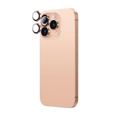 3. Szkło hartowane AMAZINGTHING AR Aluminium 3 Lens Glass z ramką na soczewki aparatu do iPhone 16 Pro / 16 Pro Max - różowe złoto