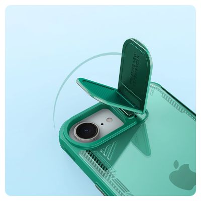 10. Etui Nillkin Iceblade Prop z osłoną obiektywu i podstawką na iPhone 16e / 17e - zielone