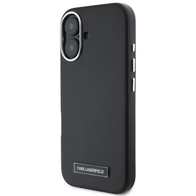 2. Etui Karl Lagerfeld FW Metal Plate MagSafe na iPhone 16 Plus - czarne