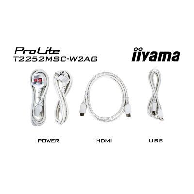 16. iiyama ProLite T2252MSC-W2AG monitor komputerowy 54,5 cm (21.4") 1920 x 1080 px Full HD LCD Ekran dotykowy Biały