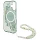 6. Etui Guess IML Flowers With Pearl Strap MagSafe na iPhone 16 Plus - zielone
