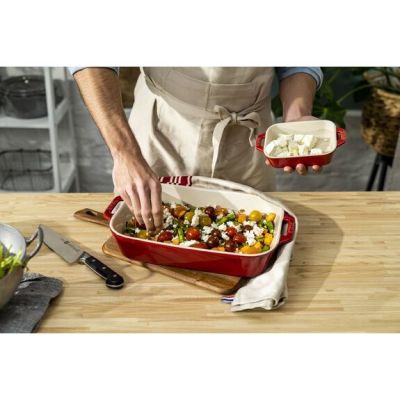 6. Zestaw 3 prostokątnych półmisków ceramicznych STAUB 40508-171-0 - czerwony